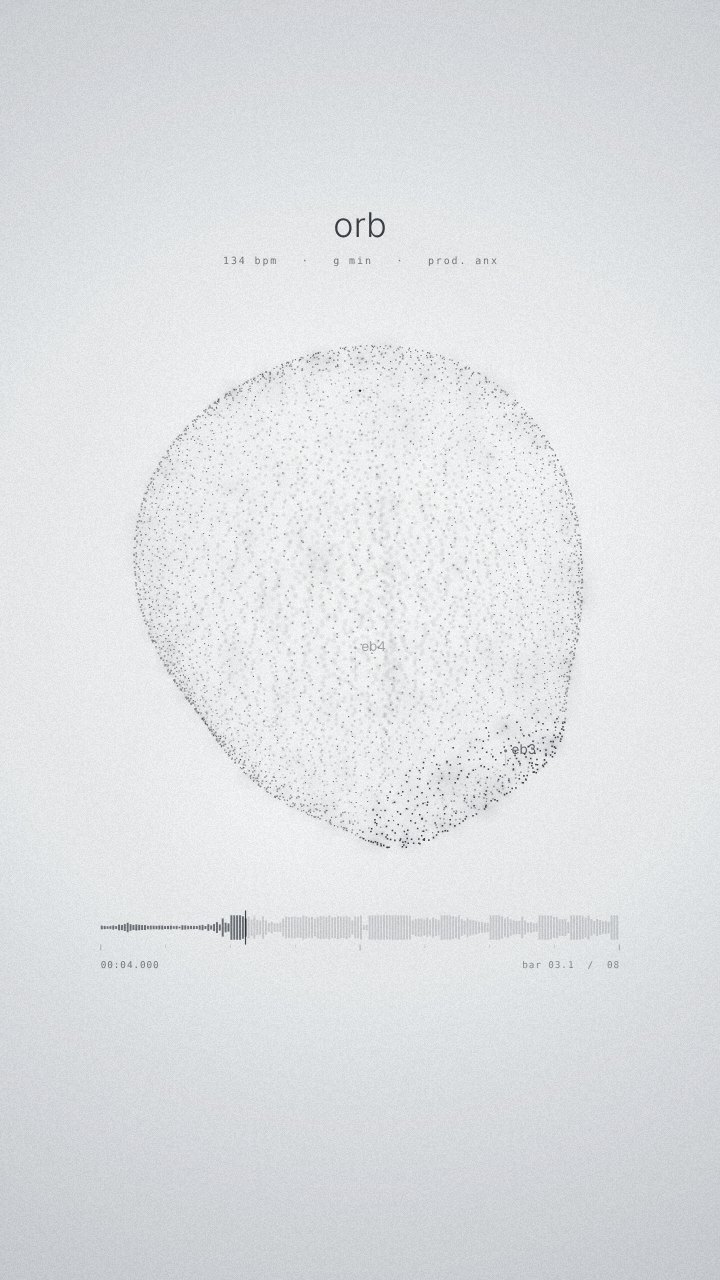 Orb: a sphere of points moving with the demo beat